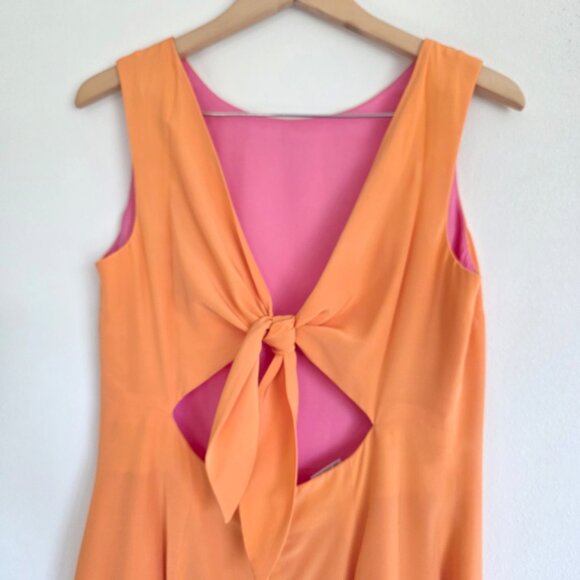 Maggy London Silk Orange Shift Dress with Open Keyhole Tie Back Sexy Y2K Dress - Picture 5 of 10